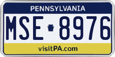 PA license plate MSE8976