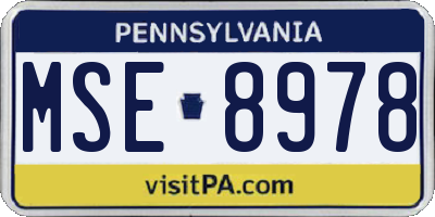 PA license plate MSE8978