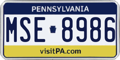 PA license plate MSE8986