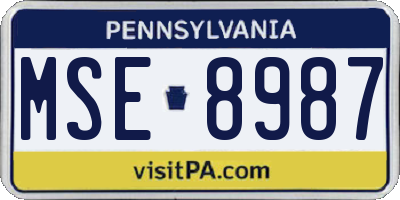 PA license plate MSE8987