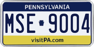 PA license plate MSE9004