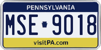 PA license plate MSE9018