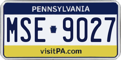 PA license plate MSE9027