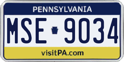 PA license plate MSE9034