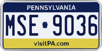 PA license plate MSE9036