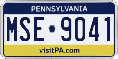 PA license plate MSE9041