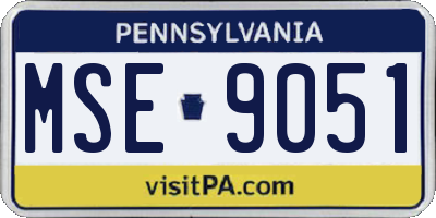 PA license plate MSE9051