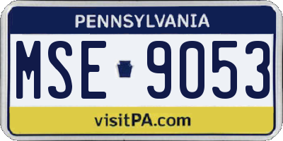 PA license plate MSE9053