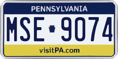 PA license plate MSE9074