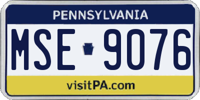 PA license plate MSE9076