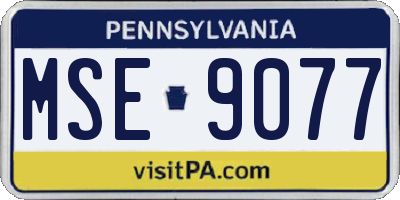 PA license plate MSE9077
