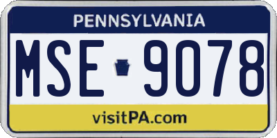 PA license plate MSE9078