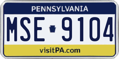 PA license plate MSE9104