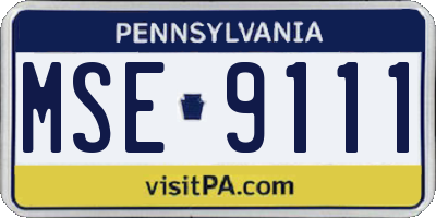 PA license plate MSE9111