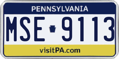 PA license plate MSE9113