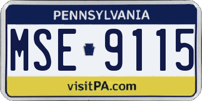 PA license plate MSE9115