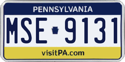 PA license plate MSE9131