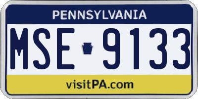 PA license plate MSE9133