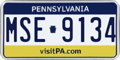 PA license plate MSE9134