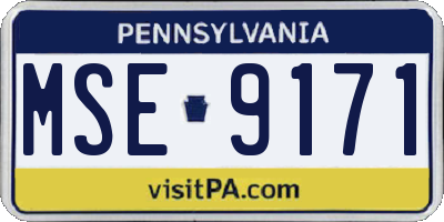 PA license plate MSE9171