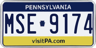PA license plate MSE9174