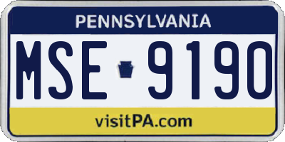 PA license plate MSE9190