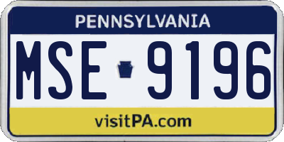 PA license plate MSE9196