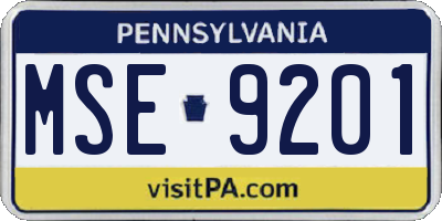 PA license plate MSE9201