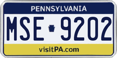 PA license plate MSE9202