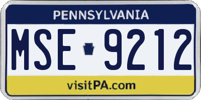 PA license plate MSE9212