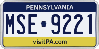 PA license plate MSE9221