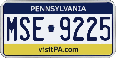 PA license plate MSE9225