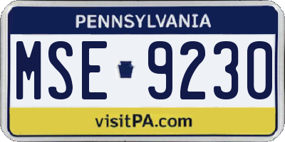 PA license plate MSE9230