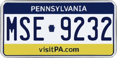 PA license plate MSE9232