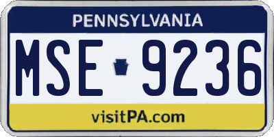 PA license plate MSE9236