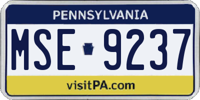 PA license plate MSE9237