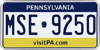 PA license plate MSE9250