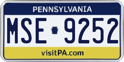 PA license plate MSE9252