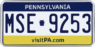 PA license plate MSE9253
