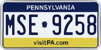 PA license plate MSE9258