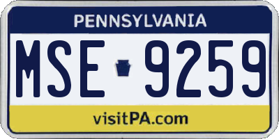 PA license plate MSE9259
