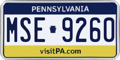 PA license plate MSE9260