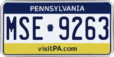 PA license plate MSE9263