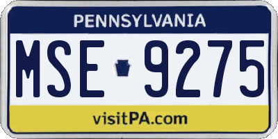 PA license plate MSE9275