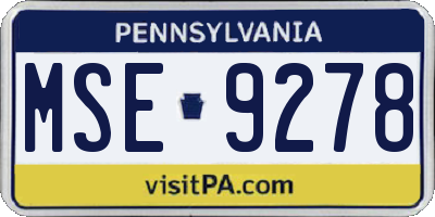 PA license plate MSE9278