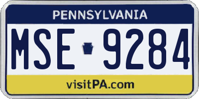 PA license plate MSE9284