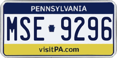 PA license plate MSE9296
