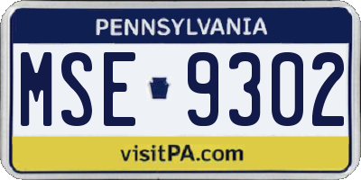 PA license plate MSE9302
