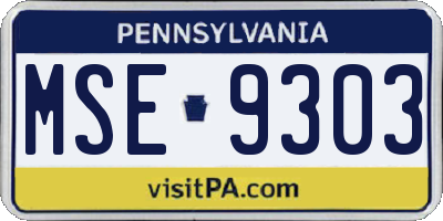PA license plate MSE9303