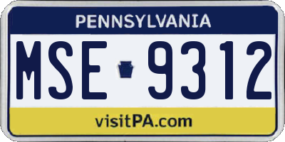 PA license plate MSE9312